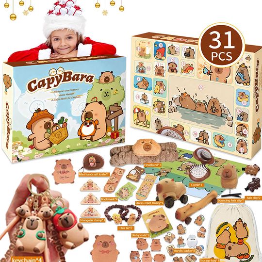 Discover 2025 Capybara Christmas Advent Calendar Gift Box Cute Anime Keychain Bag For Girl Kid DIY Toy Capybara Animal Countdown Calendar