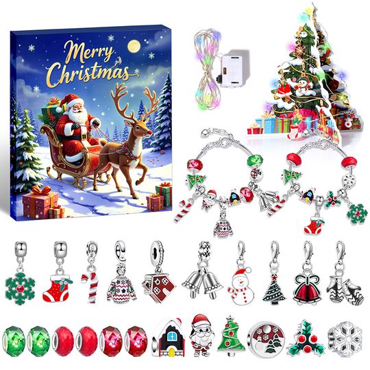 24 Day Countdown Advent Calendar Christmas Children Crystal Bracelet Box New Year Party Gift Box Decoration Festival kids Gifts