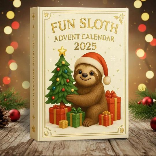 Sloth Advent Calendar 2025, Gift For Kid, Cute Christmas Countdown Box, Unique Gift for Kids, Animal Lover Holiday Decor, Xmas Keepsake,