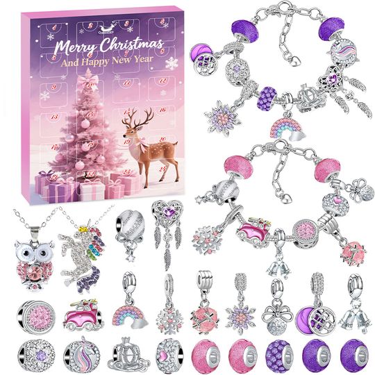 Christmas Children Crystal Bracelet Advent Calendar Gift 24 Day Countdown Blind Box New Year Gift Box Decoration Festival Gift