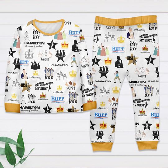 Hamilton Musical Pajama Set, Hamilton Broadway Loungewear Set, Alexander Hamilton Sleepwear, Broadway Matching Pajamas