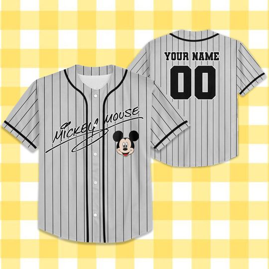 Discover Personalize Disney Vintage Mickey Mouse Smile Baseball Jersey, Custom Adult Youth Kid Baseball Jersey, Custom Disney Birthday Gift
