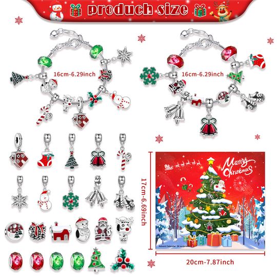 Discover Hot Sale Christmas Countdown 24 Calendar Advent Surprise Blind Box Christmas Diy Creative Combination Christmas Bracelet Gifts