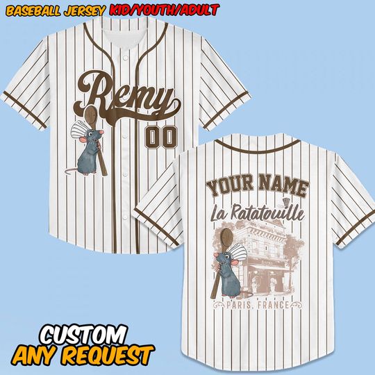 Discover Personalized Little Chef Remy Ratatouille Baseball Jersey, Cartoon Mouse Ratatouille Baseball Tee, Disney Family Group Matching Shirt