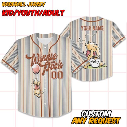 Discover Personalize Disney Winnie The Pooh Jersey, Youth, Adult Disney Baseball Jersey Sports, Cute Gifts For Fans Disney