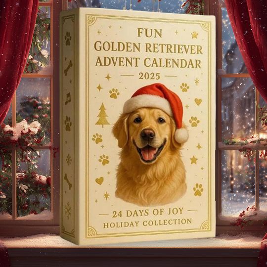 Discover Golden Retriever Christmas 2025 Advent Calendar, Puppies Charms Set, 24-Day Countdown Ornament, Golden Furry Friends Collectible Blind Boxes