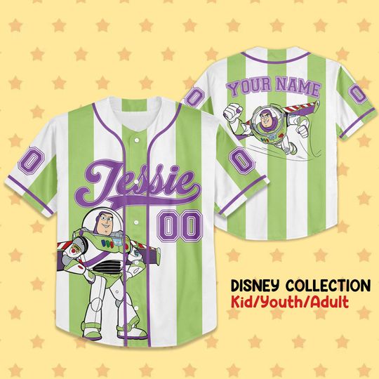 Discover Custom Disney Buzz Lightyear Toy Story Baseball Jersey, Baseball Jersey Team, Disney Baseball Team Outfit, Gift for Kids, Disneyland Trip
