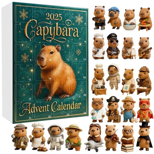 Discover Capybara Christmas Advent Calendar with 24 2D Flat Capybara Ornaments Xmas Countdown Calendar for Christmas Tree Home Decoration