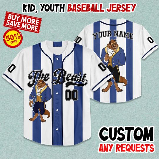 Discover Custom The Beast Baseball Jersey, Personalized Disney Beauty and the Beast Jersey Shirt, Magic Kingdom Outfit, Disney Family Gift
