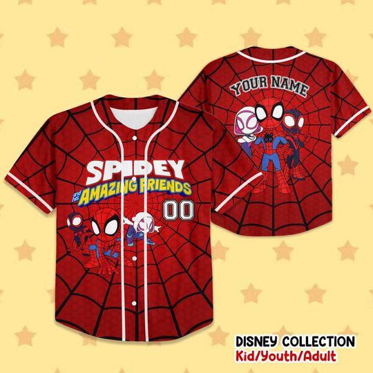 Discover Personalized Spidey And His Amazing Friends Baseball Jersey, Custom Spidey Baseball Jersey Kids, Youth, Adult, Spiderman Birthday Boy Jersey