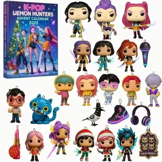 Discover *-*2025 Countdown Calendars Kpop Demon Hunters Advent Calendar Model Doll Collection Desk Decoration Children Christmas Gifts