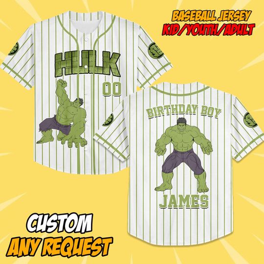 Discover Personalized Hulk Baseball Jersey, Custom Hulk Baseball Jersey Kids, Youth, Adult, Spiderman Birthday Boy Jersey, Family Shirts