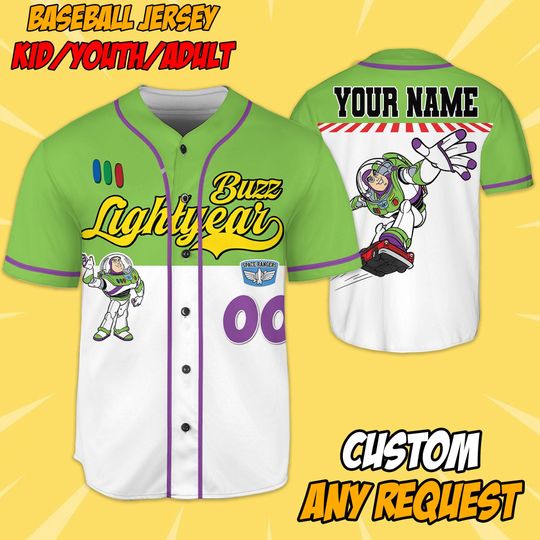 Discover Custom Disney Toy Story Buzz Lightyear Baseball, Custom Kid Youth Adult Disney Jersey Baseball Jersey Disneyworld Trip, Gift for Disney Fans