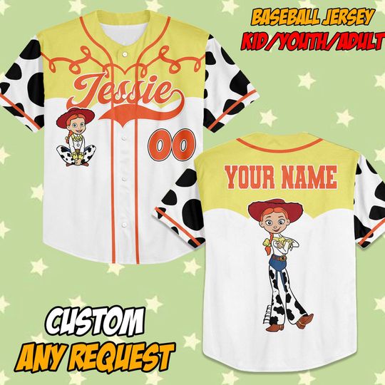 Discover Custom Disney Toy Story Jessie Baseball, Custom Kid Youth Adult Disney Jersey Baseball Jersey Disneyworld Trip, Gift for Disney Fans