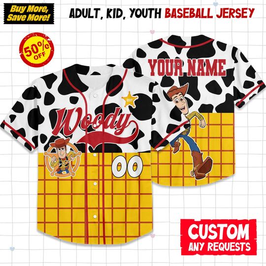 Discover Custom Disney Toy Story Woody Baseball, Custom Kid Youth Adult Disney Jersey Vintage Baseball Jersey Disneyworld Trip, Gift for Disney Fans
