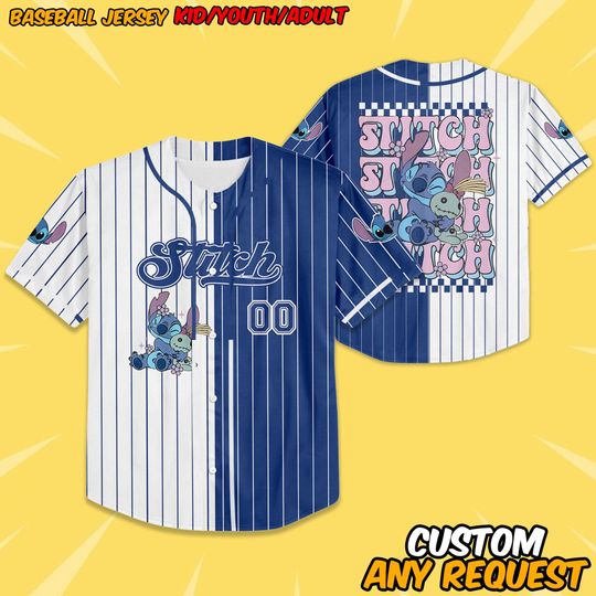 Discover Personalized Stitch Baseball Jersey, Custom SolsticePro Jersey for Disney Fans, Perfect Birthday Gift for Kids Youth Adults