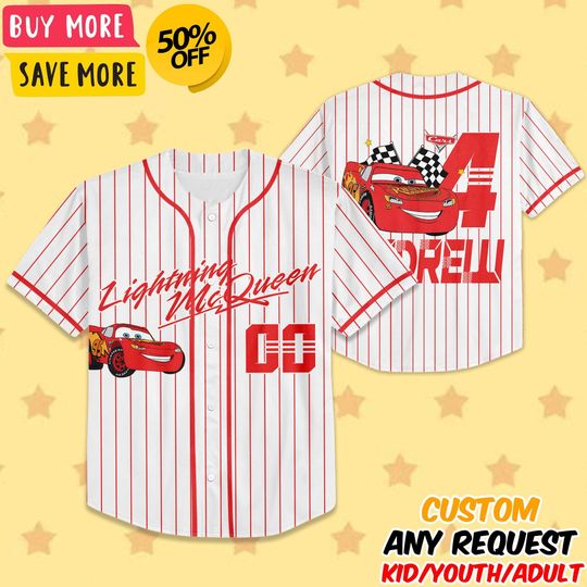 Discover Custom Disney Cars Lightning McQueen Baseball, Custom Cars Baseball Jersey Team, Personalized Disney Baseball Team Outfit, Cars Land Tee