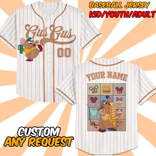 Discover Custom Gus Gus Snack Simple Jersey, Custom Kid Youth Adult Halloween Family Baseball Jersey Disney Characters Disney Girl Trip