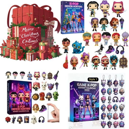 Kpop Demon Hunters Christmas Advent Calendar Huntrix Rumi Mira Zoey SAJA Boys Derpy Tiger Blind Box Toys New Year's Decor Gifts