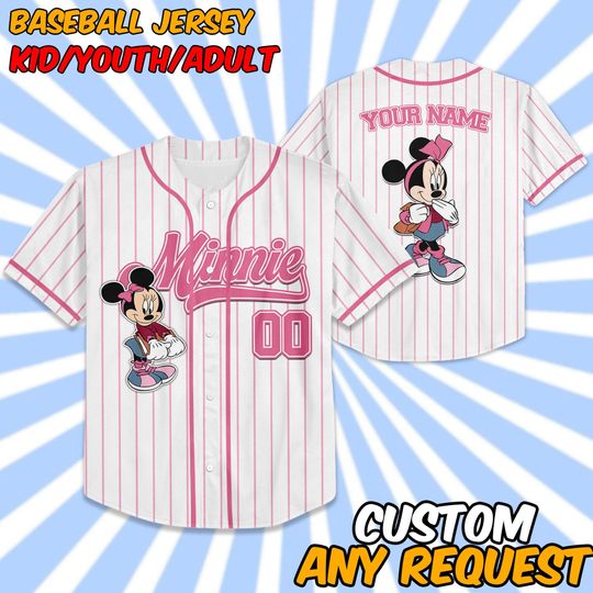 Discover Custom Disney Minnie Back To School Simple, Custom Name Disney Game Day Kid Adult Jersey, Gift For Baseball Fan, Disney Matching Outfit