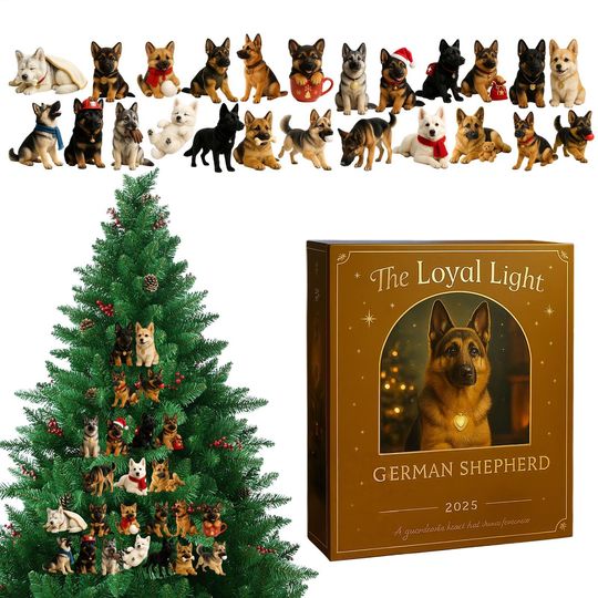 Discover Christmas German Shepherd Advent Calendar 24pcs 2D Flat Acrylic German Shepherd Figurine Ornaments Christmas Countdown Gift