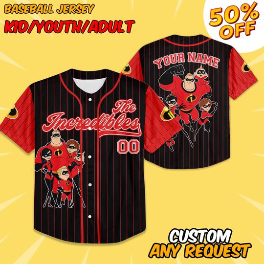 Discover Personalized Disney The Incredibles Characters Awesome Custom Kids Youth Adult Disney Baseball Jersey Outfits Cute Gifts For Fans Disney