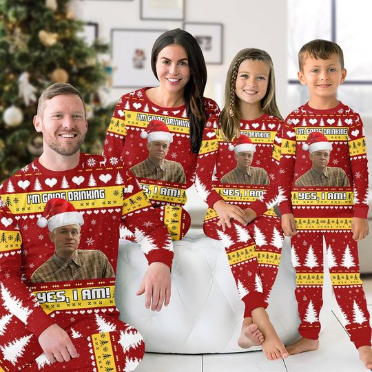 Discover Funny Christmas Family Pajamas, Im Going Drinking Yes I Am Set, Matching Holiday Outfit, Meme Xmas Pajamas Gift, Charlie Hunnam Shirt