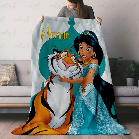 Discover Customized Jasmine And Rajah Blanket, Disney Princess Jasmine Blanket, Aladdin Rajah Tiger Cute Blanket, Disney Baby Boy Girl Shower Gift