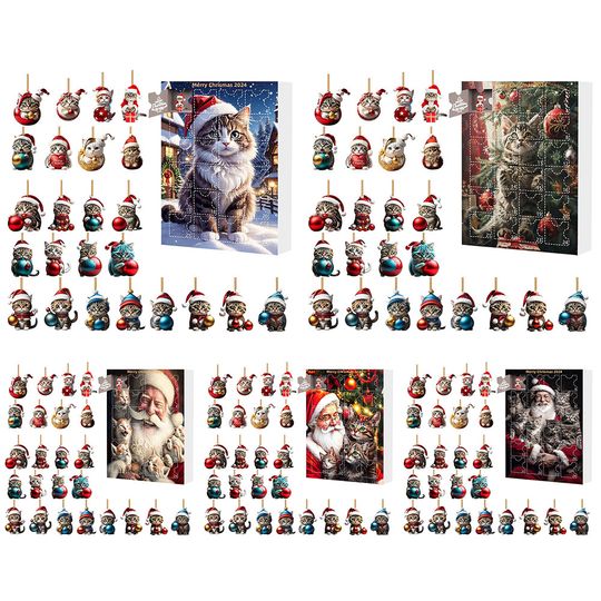 Discover Advent Calendar 2024 2D Acrylic Cat Hanging Pendant 24 Days Christmas Countdown Calendar Xmas Countdown Calendar for Cat Lovers