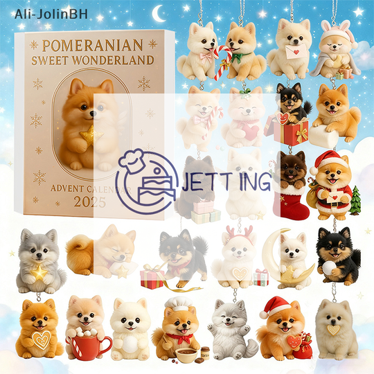 Discover Pomeranian Sweet Wonderland Advent Calendar 2025,24 Days Of Festive Surprises Dog Ornaments,2D Acrylic Cute Canine Toys