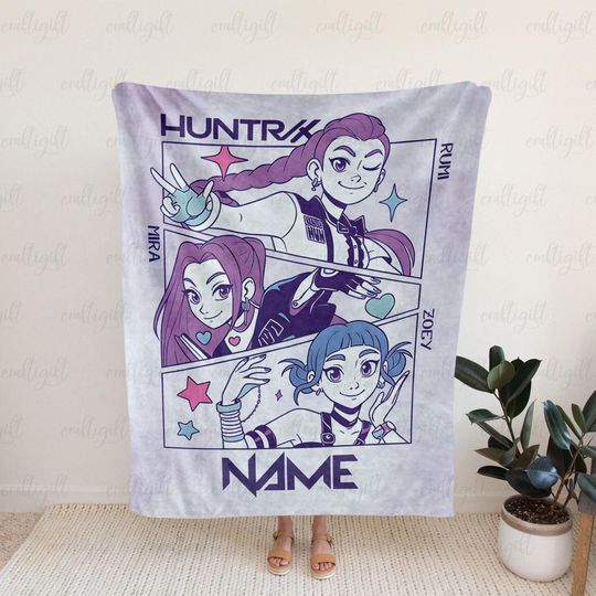 Discover Custom Korean Idols Inspired Blanket, Demon Rumi Mira And Zoey Blanket, K-Pop Demon Christmas Throw Blanket, Saja Fan Bedding Gift, NVA842