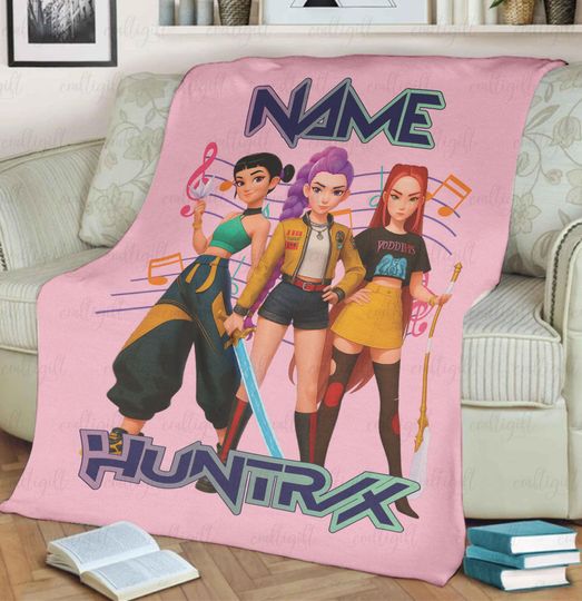 Discover Personalized Demon Kpop Movie Blanket, Demon Girl Idols Soft Blanket, Anime Kpop Kid Name Blanket, Gift For Kid Friend Daughter Boy, NVA841