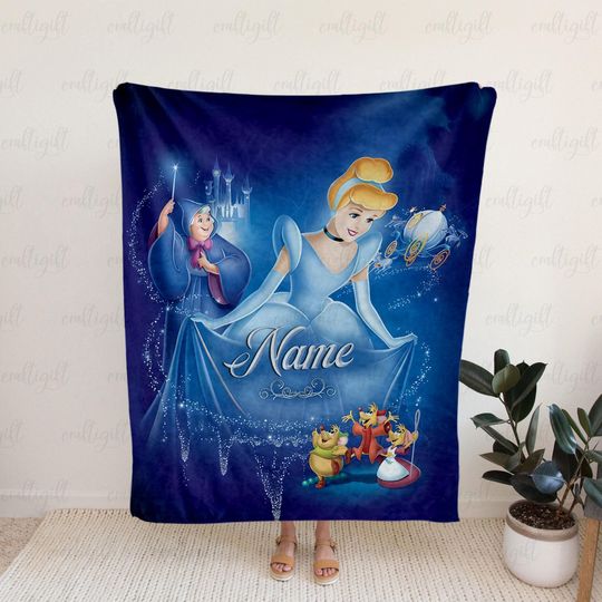 Discover Custom Name Cinde Blanket, Princess Cinde Jag Gus Blanket, Disney Cinde Movie Blanket, Fairy Tales Themed Bed Decor, VTB608