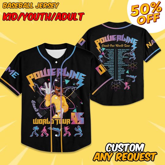 Discover Personalized Powerline Stand out World tour Fun Baseball Jersey, Matching Baseball Team Outfit, Adult Youth Toddler Jersey, Toy Story Jersey