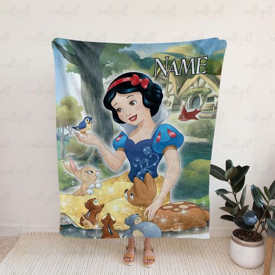 Discover Customized Snow White Blanket, Snow White Princess Baby Girl Blanket, Disney Princess Fairy Tales Blanket, Xmas Bedding For Daughter, VTB604