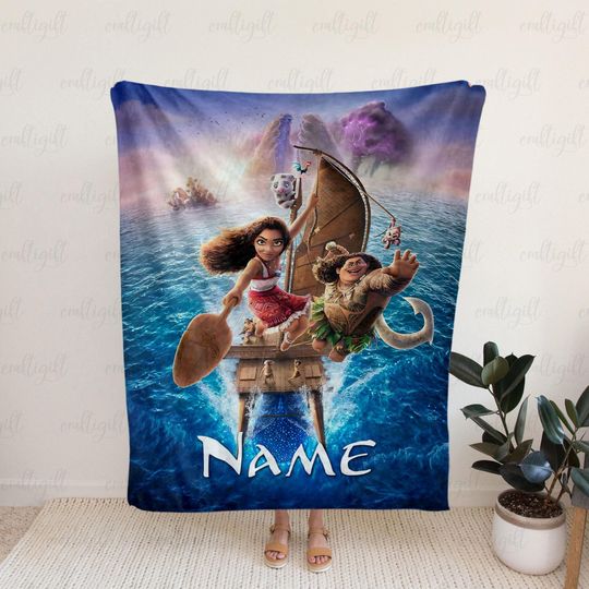 Discover Moana And Maui Personalized Blanket, Moana Disney Characters Sofa Blanket, Moana Princess Baby Girl Blanket, Magic Kingdom Home Decor VTB622