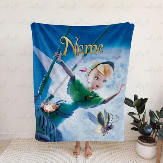 Discover Custom Princess Tinker Bell Blanket, Tinkerbell Birthday Girl Blanket, Disney Magical Fairy Blanket, Gift For Peter Pan Movie Fans, VTB618