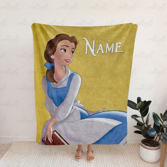 Discover Belle Princess Custom Disney Blanket, Belle Book Bookish Blanket, Beauty And The Beast Blanket, Disney Princess Christmas Bed Decor, VTB609