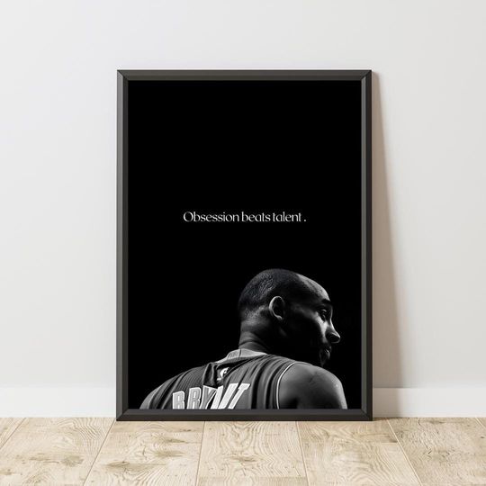 Kobe Bryant Motivational Poster - Inspirational Wall Art for Home Gym, Black Mamba Mentality