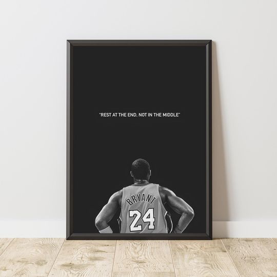 Kobe Bryant Motivational Poster - Black Mamba Mentality Inspirational Wall Art for Home Gym