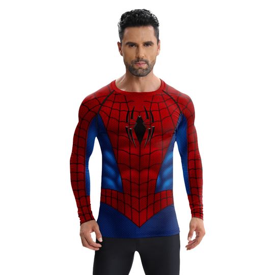 Discover Spider Comics Shirt Men Superhero Armor 3D Printed Clothing Long Sleeve Tops Quick Drying Elastic Sport Compression Shirt