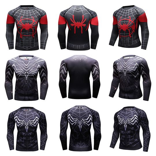 Anime Men Marvel T Shirt Spider 3D Avengers 4 Iron Man Outfit Fitness Quick Dry Long Sleeve Sports T-shirt Men Sportswear Tops
