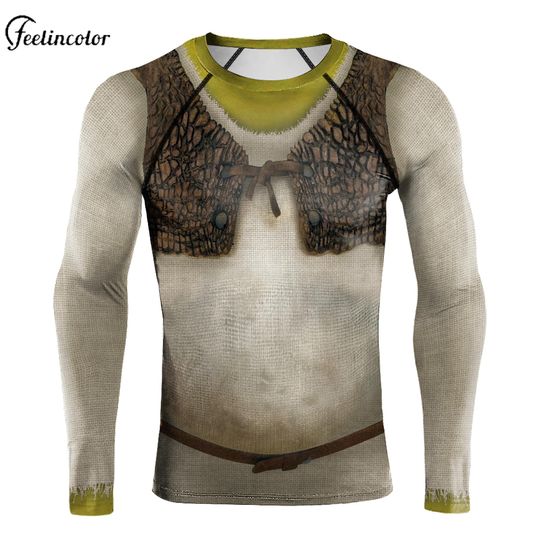 Discover Halloween Superhero Long Sleeved Compression Shirt for Men Movie Green Monster Cosplay T-shirt Holiday Party Top Casual Clothing