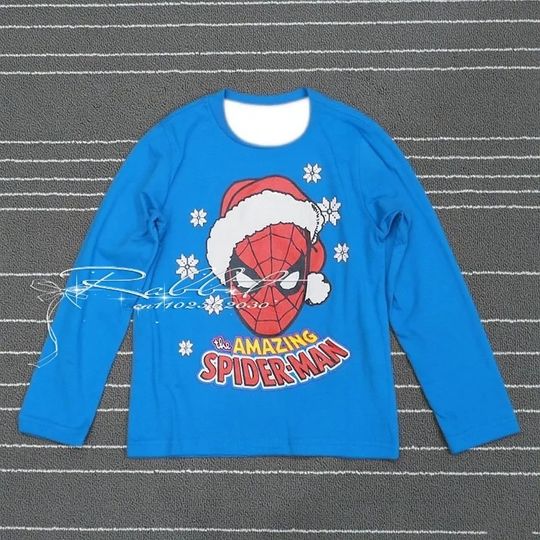 Discover Marvel Superhero Spider-Man Christmas Costume Long-sleeved T-shirt Fashionable Holiday Casual Loose T-shirt for Men and Women