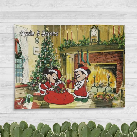 Discover Custom Disney Mickey Minnie Christmas Blanket, Cozy Disney Custom Names Holiday Blanket, Anniversary Couple Christmas Gift Blanket, MYK149