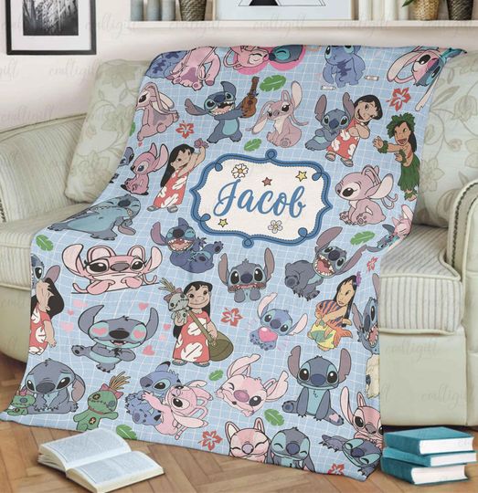 Discover Custom Lilo Stitch And Angel Blanket, Stitch Birthday Baby Blanket, Lilo & Stitch Hawaii Soft Blanket, Disney Pajama Party Home Decor NVA833