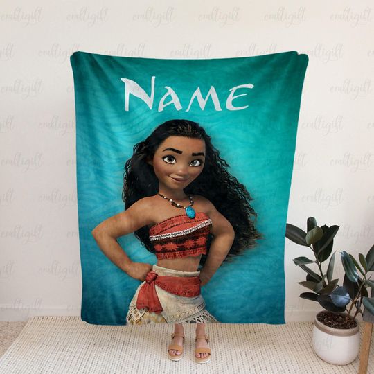 Discover Personalized Moana Princess Throw Blanket, Ocean Adventure Moana Kid Blanket, Princess Birthday Gift For Her, Disney Baby Shower Gift VTB622