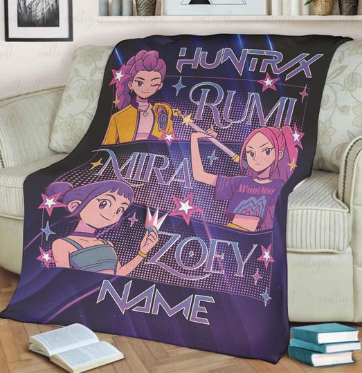 Discover Kpop Hunters Custom Name Blanket, Korean Idols Inspired Movie Blanket, Rumi Mira Zoey On Stage Blanket, Fantasy Anime Family Gifts, NVA844