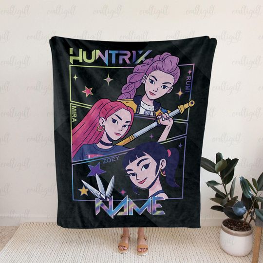 Discover Personalized Anime Demon Kpop Blanket, Demon Girl Group Throw Blanket, Rumi Mira Zoey, Fantasy Anime Film Bedding, Kpop Inspired Gift NVA837