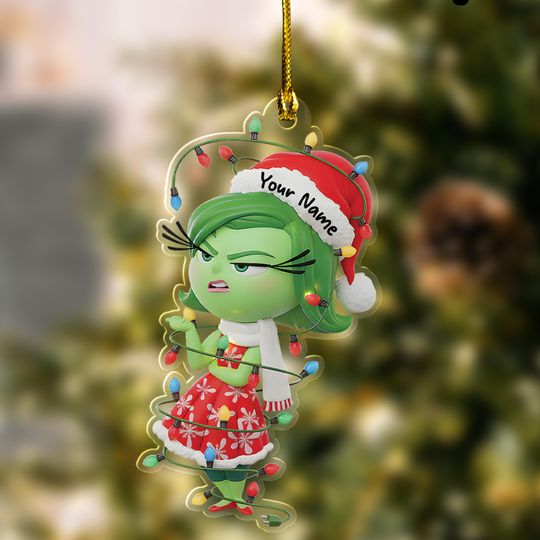 Discover Personalized Inside Out Christmas Ornament, Disgust 2D Flat Acrylic Ornament, Mental Health Disney Christmas Keepsake